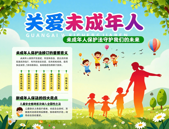政策解读素材：关爱童心·守护未来：清新温暖的未成年人保护公益海报