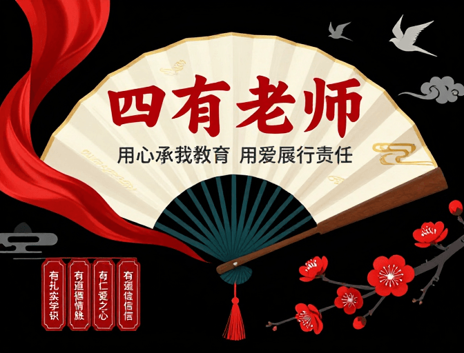 中国风设计素材：四有老师：中国风教育主题海报