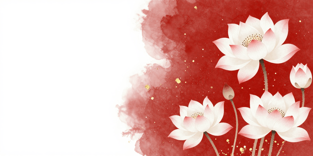 艺术背景素材：金箔点缀白莲：东方现代艺术背景图