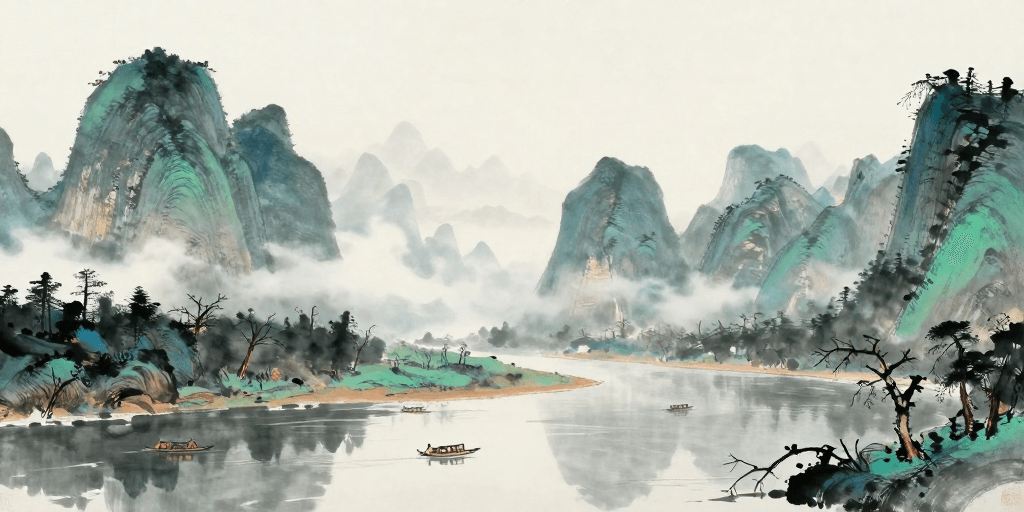 艺术摄影素材：水墨漓江：青峰云雾间的传统意境