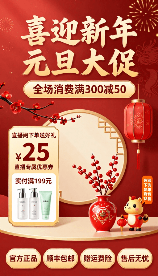 元旦活动素材：金韵迎元旦·新年大促优惠海报