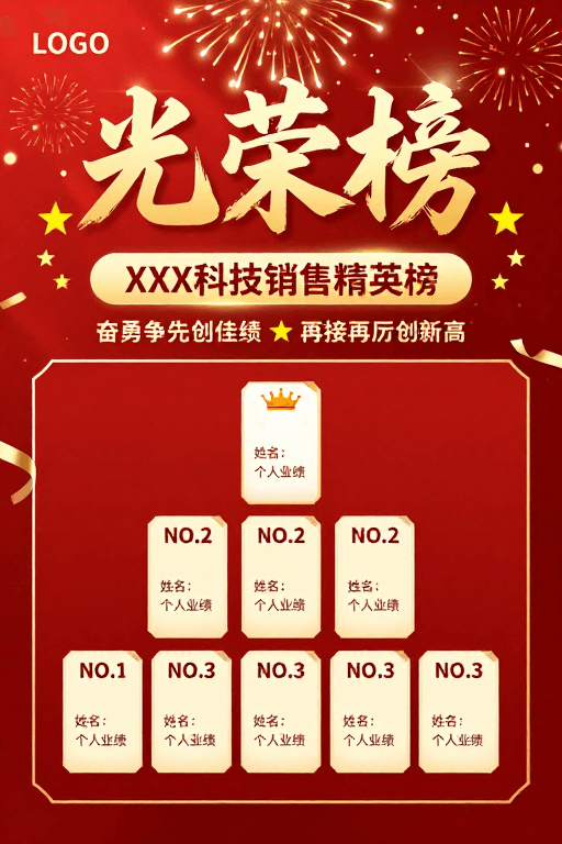 毛笔书法风格素材：荣耀时刻：科技销售精英光荣榜