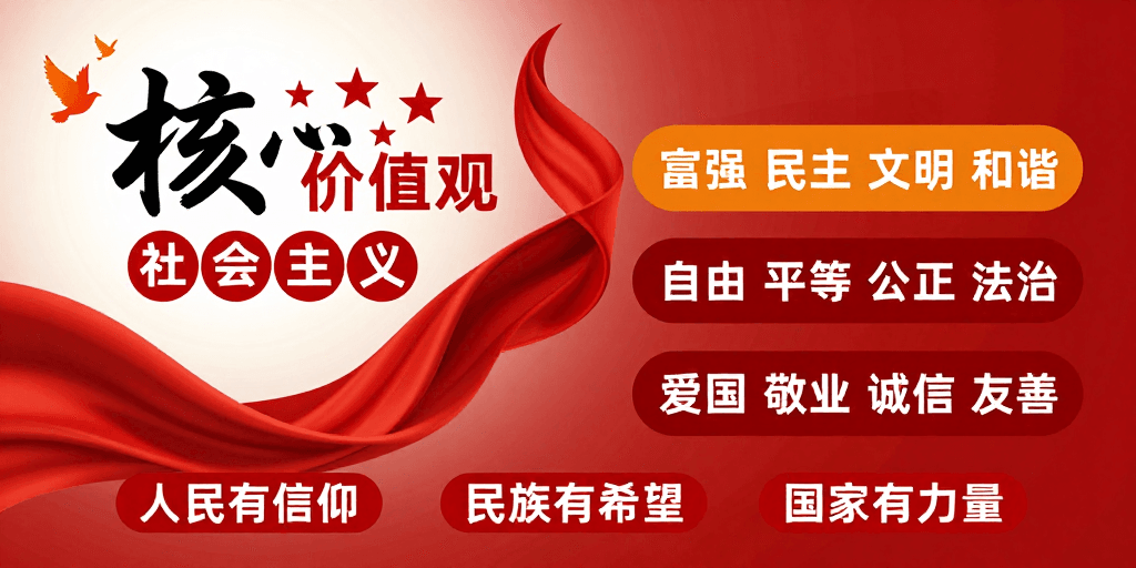 文化符号素材：社会主义核心价值观：庄重现代宣传海报设计