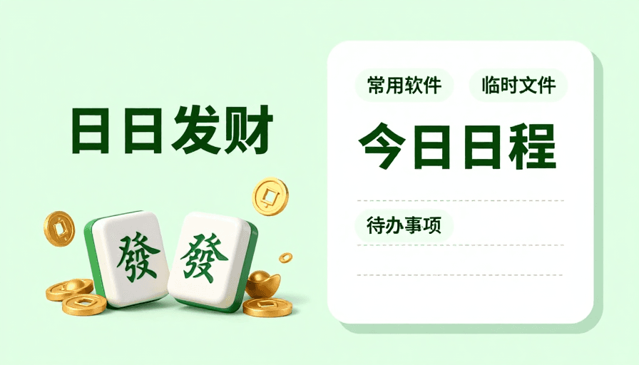 数字产品素材：日日发财日程管理插图，清新简约中式风格