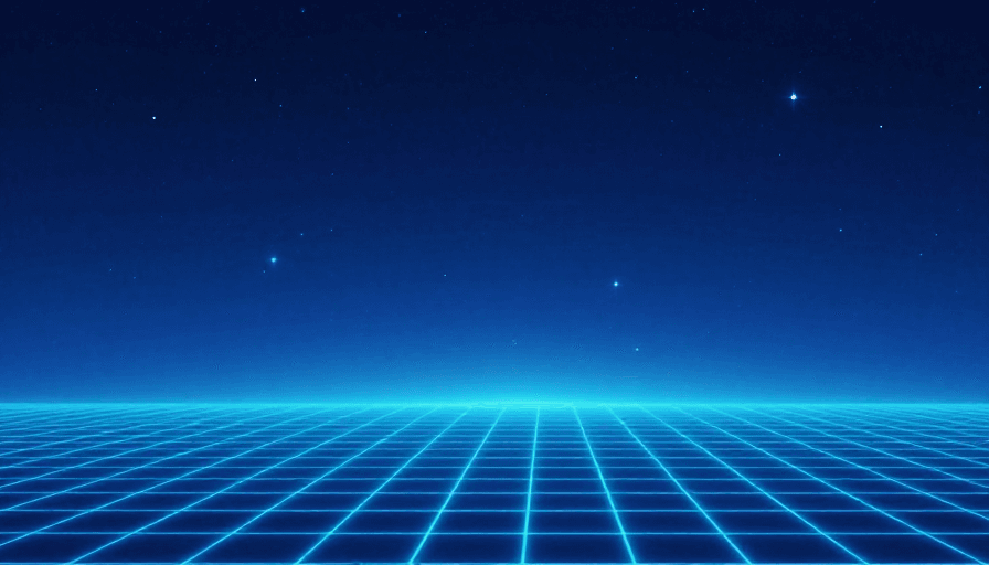 视觉留白素材：深邃蓝调数字空间，复古赛博与极简科技感融合