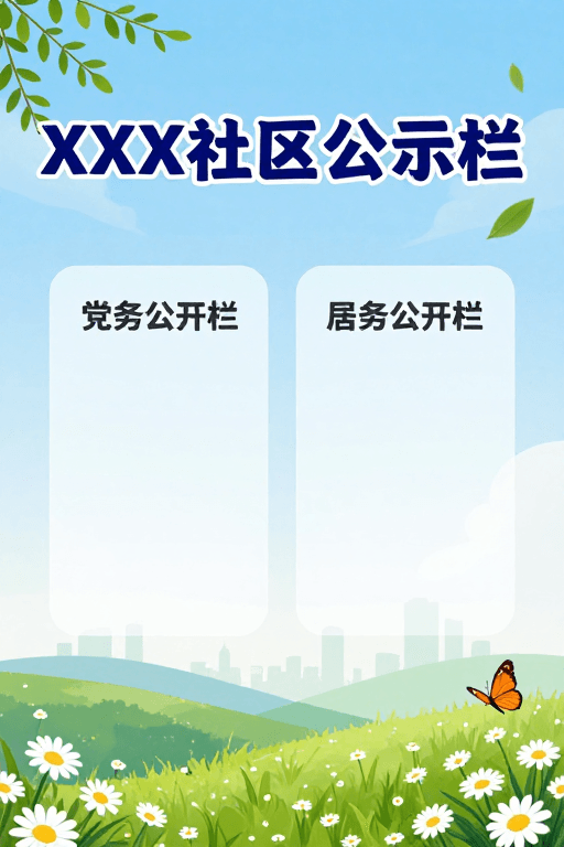 清新自然风格素材：社区党务居务公开栏清新自然设计