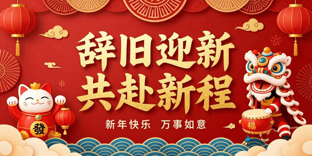 节日庆祝素材：喜庆中国风新年海报设计