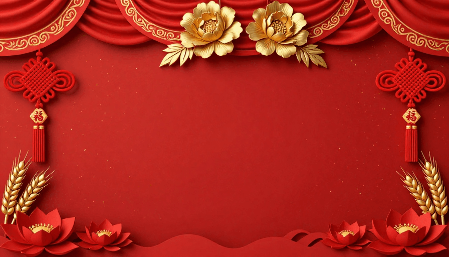 非遗元素素材：金红祥云·中式节庆背景