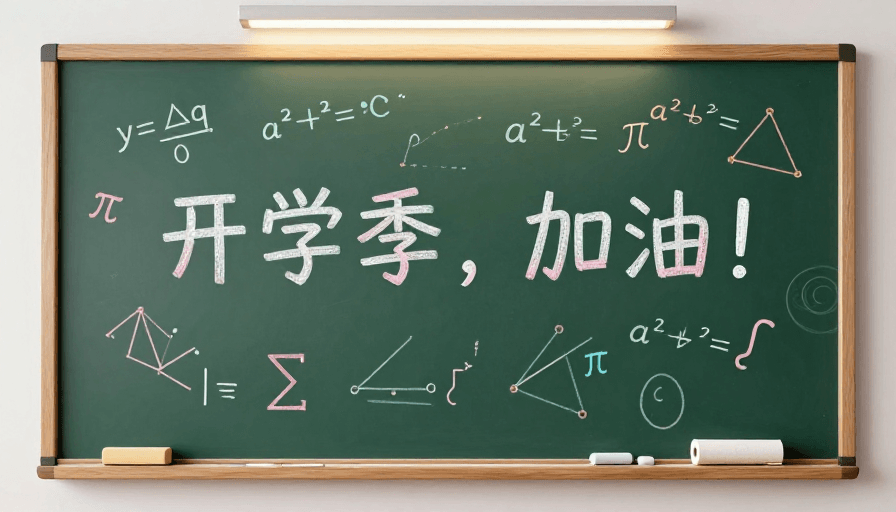 暖光照明素材：活力课堂：黑板上的数学公式迎接开学季