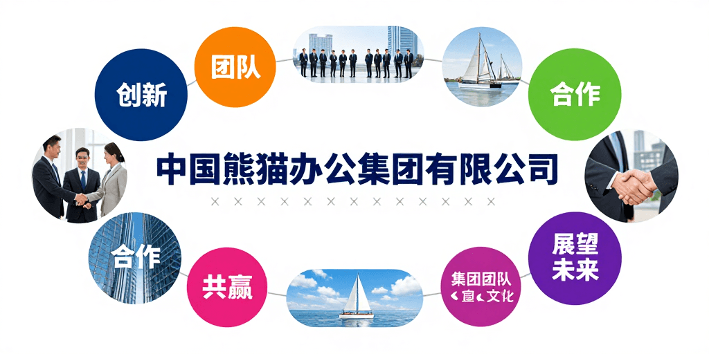 企业宣传海报素材：中国熊猫办公集团：现代商务活力企业宣传海报设计
