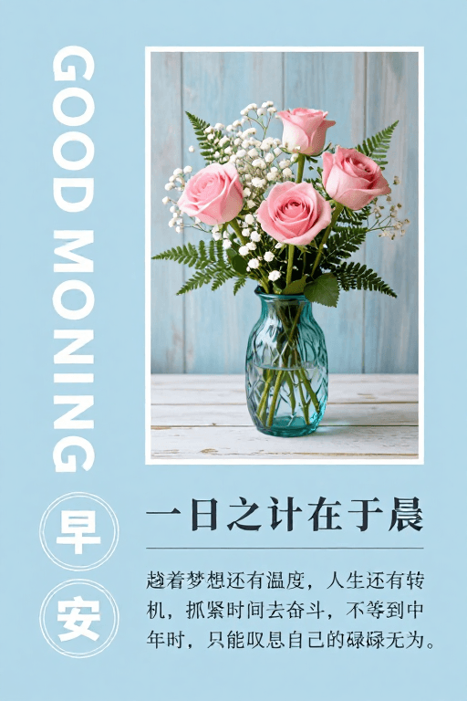 早安问候素材：清新雅致早安问候：生活美学轻文艺海报设计