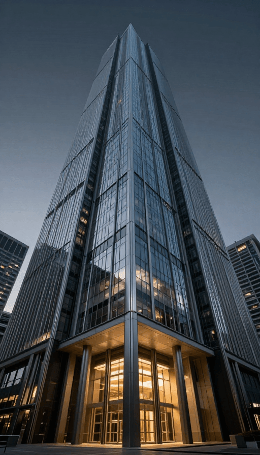 建筑摄影素材：超现实摩天大楼：光影戏剧下的都市之巅