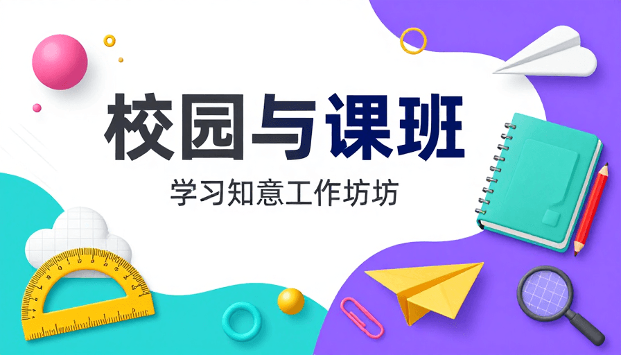 非对称构图素材：现代撞色扁平学习创意海报设计