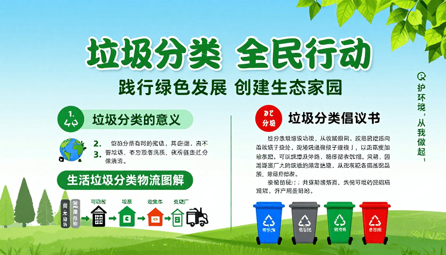 环保宣传素材：垃圾分类全民行动 绿色家园共创未来
