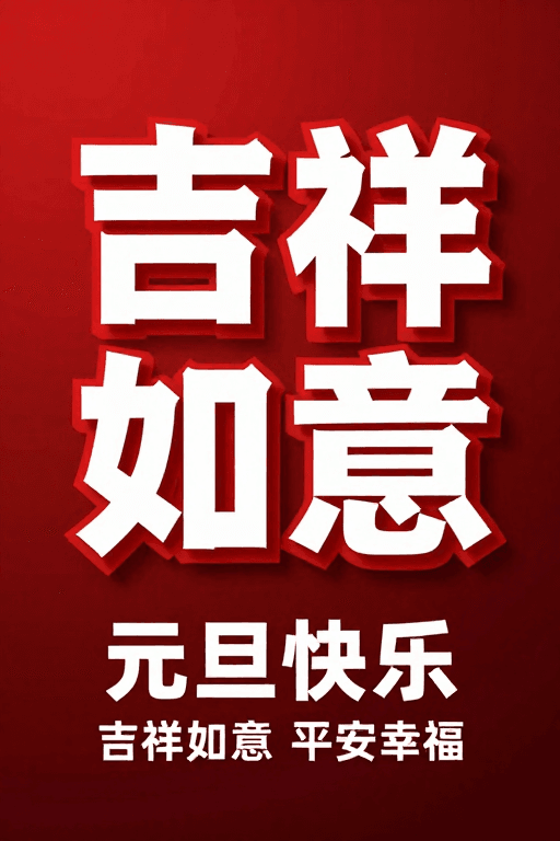 立体字设计素材：元旦吉祥立体字设计，深红渐变背景节日海报