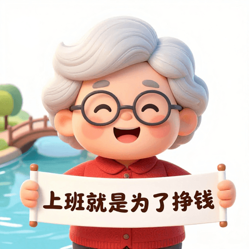幽默文案素材：治愈插画：大笑奶奶的幽默工作心声