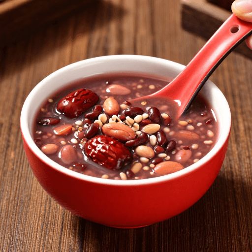 八宝粥素材：暖光呈现浓郁八宝粥特写
