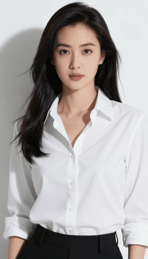#时尚摄影素材：王祖贤风医美模特：白衬衫光影魅力