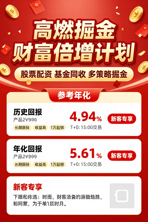 高端设计素材：高燃掘金财富倍增计划金融促销海报