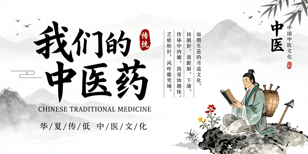文化海报素材：水墨意境：传统中医药文化海报设计