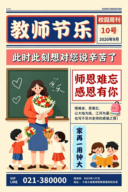 感恩主题素材：复古校园教师节温情海报设计