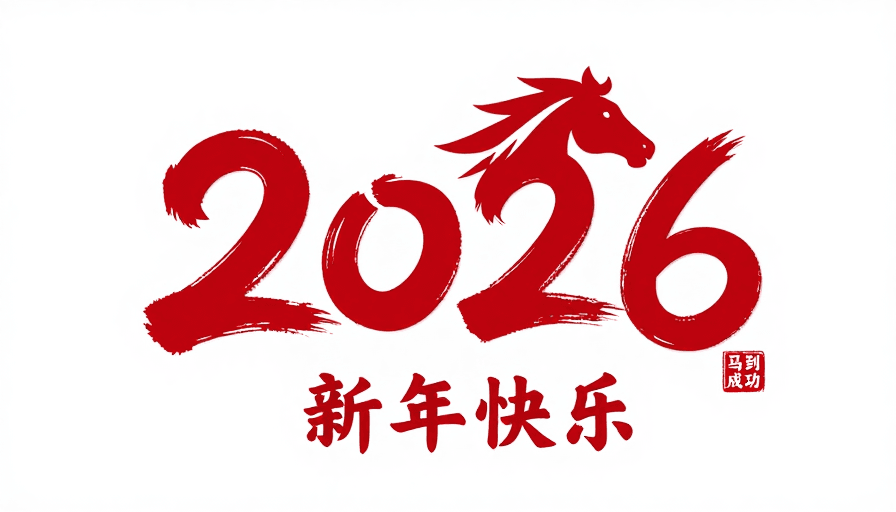 2026马年奔腾Logo：红色立体新年祝福