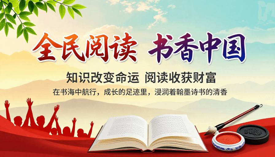 书法艺术素材：书香中国·全民阅读艺术海报：墨韵启智润心