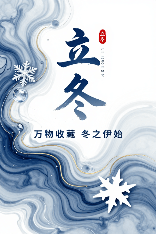 立冬素材：新中式水墨与流体艺术融合：立冬海报
