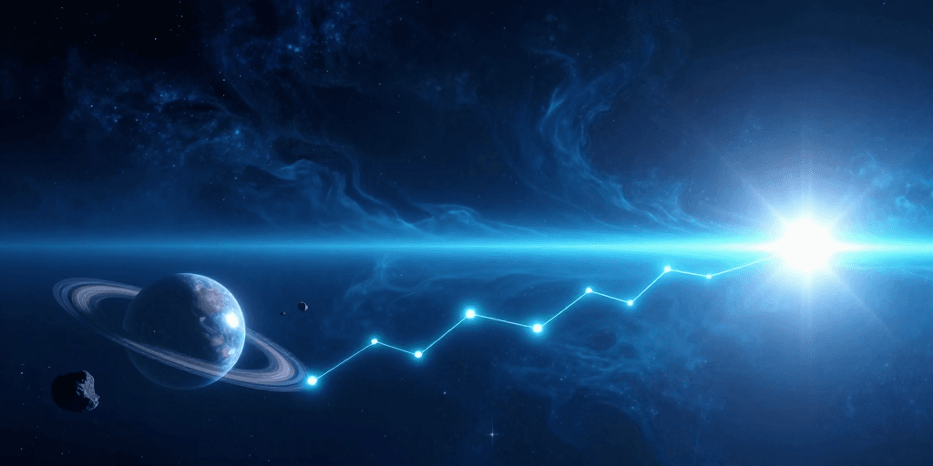 宇宙空间素材：深邃宇宙科幻星轨：光影交织的星际征途