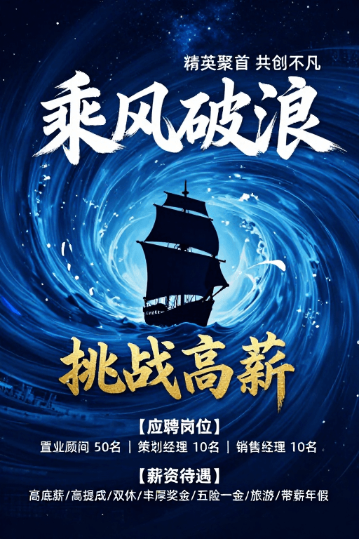 高端招聘素材：深蓝宇宙背景下高端人才招聘海报