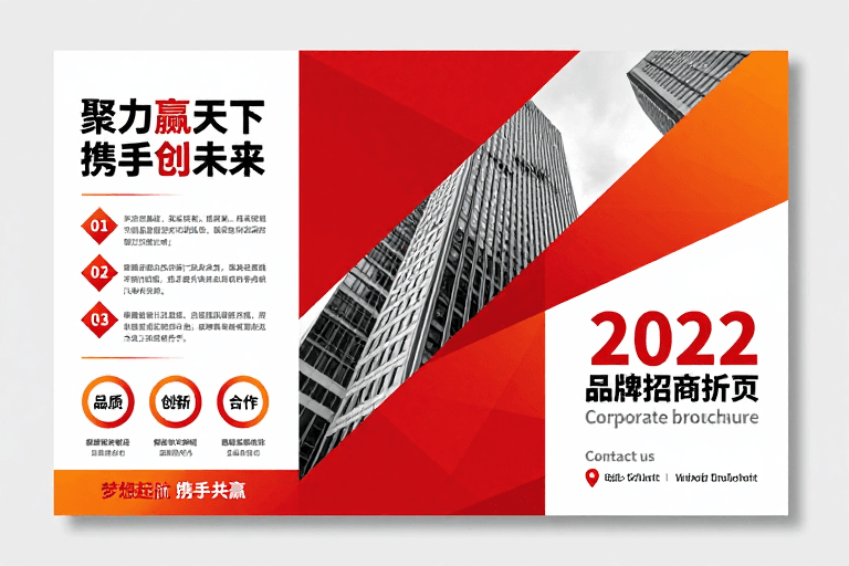 招商宣传素材：红色橙黑商务三折页招商设计