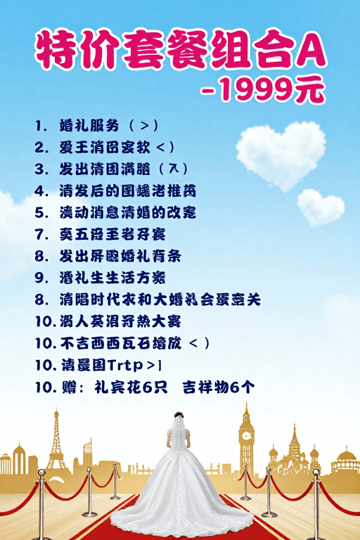特价套餐素材：清新梦幻婚礼庆典特价套餐组合A