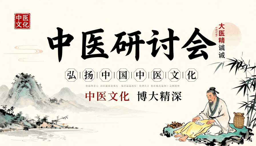 古典美学素材：古韵新承：中医文化水墨研讨海报