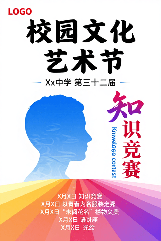 视觉海报素材：校园文化艺术节海报：青春与智慧的视觉盛宴
