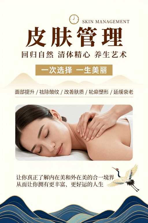 皮肤管理素材：东方极简风皮肤管理高端疗愈海报