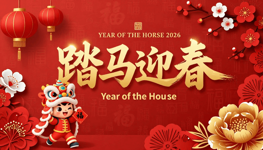 海报宣传素材：踏马迎春：鎏金红韵新年海报