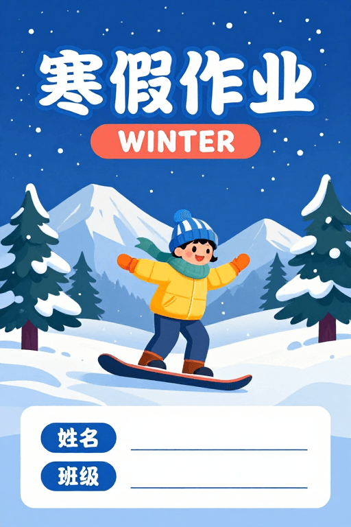 作业封面素材：冬日活力寒假作业封面