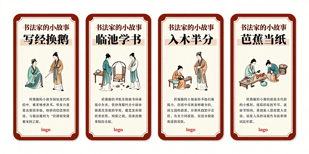 宣纸质感素材：典雅古风四联书法文化宣传海报设计