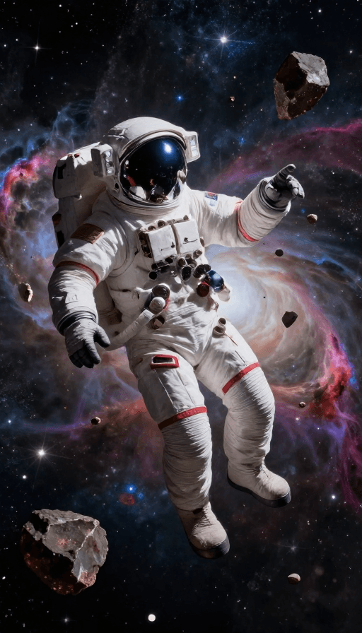 宇航员素材：宇航员触碰星云：暗黑科幻宇宙冒险