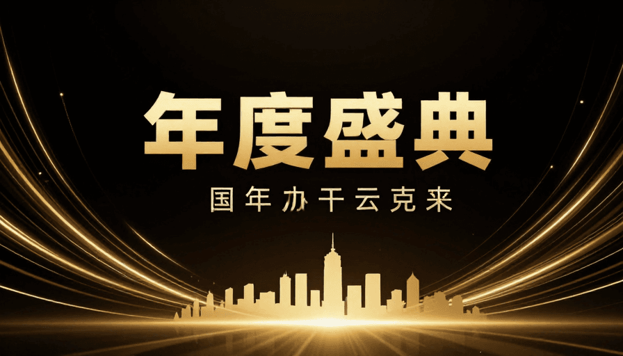城市天际线素材：金辉流光·未来科技与奢华美学融合