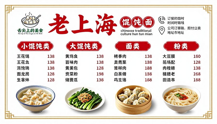 中式美食素材：老上海传统美食菜单海报