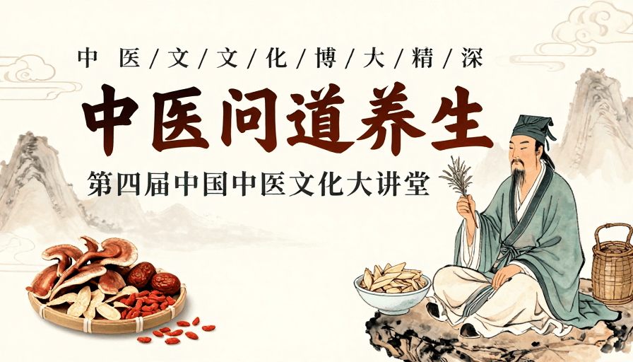 水墨插画素材：中医问道养生：水墨古典美学海报