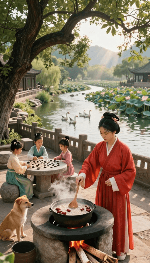 晨景实拍素材：古韵养生：红枣山药粥焕发红润气色