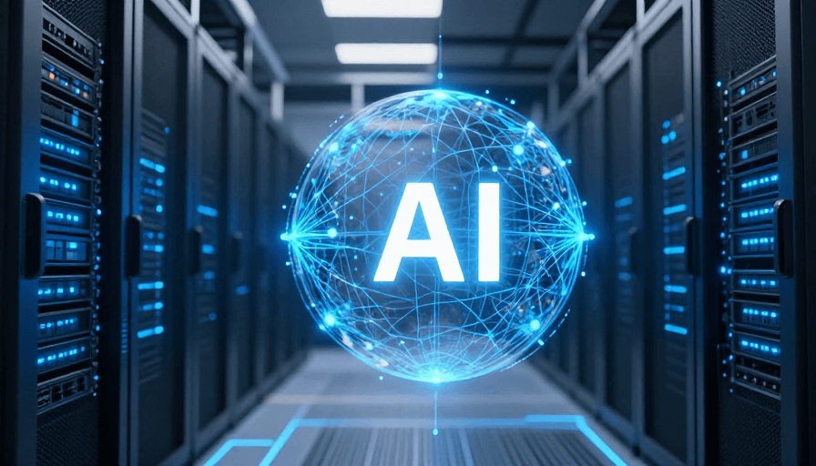 数据中心素材：未来科技：AI 核心在数据中心的璀璨展示