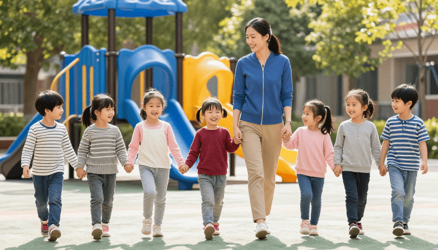 儿童活动素材：高清实拍：师生户外教学欢乐瞬间