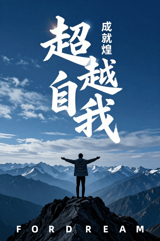 励志海报素材：超现实励志：超越自我迈向辉煌人生