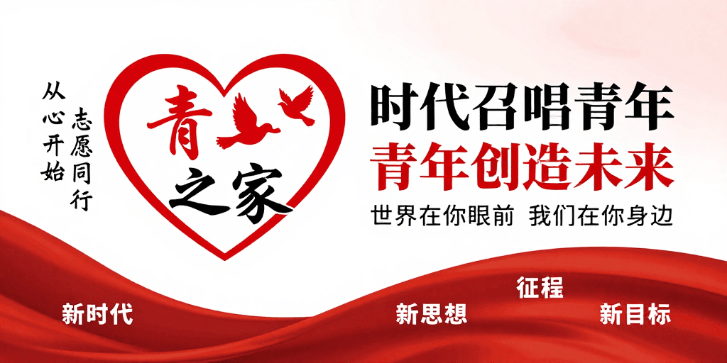 共青团活动素材：青春红心时代召唤：青年之家公益海报