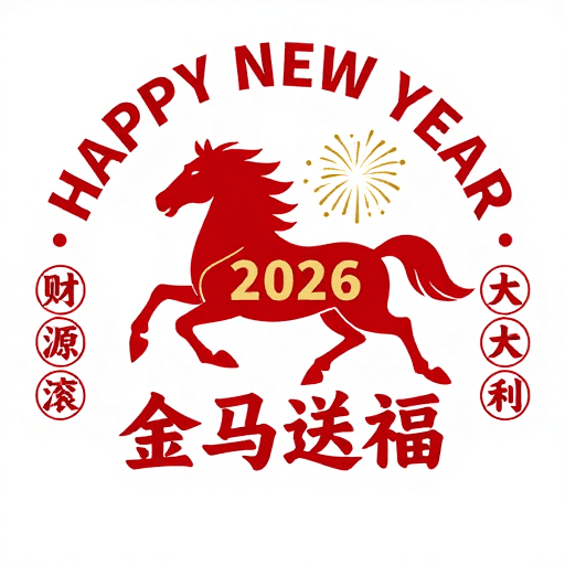 平面设计素材：2026新年贺图：金马送福，财源滚滚