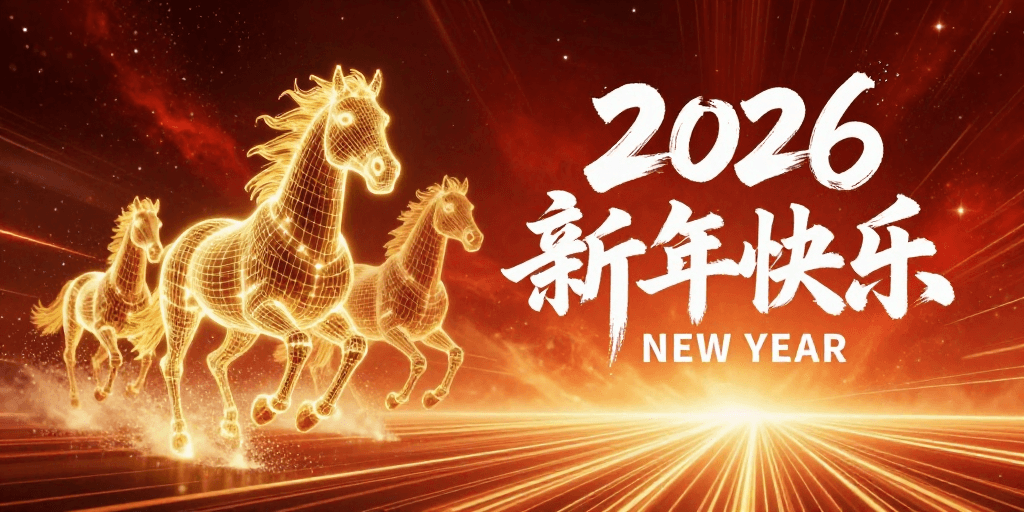 新年庆典素材：2026新年快乐：未来庆典光影艺术