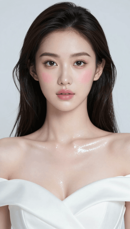 医美宣传素材：冷白肌少女动态妆效展示：高端医美代言海报
